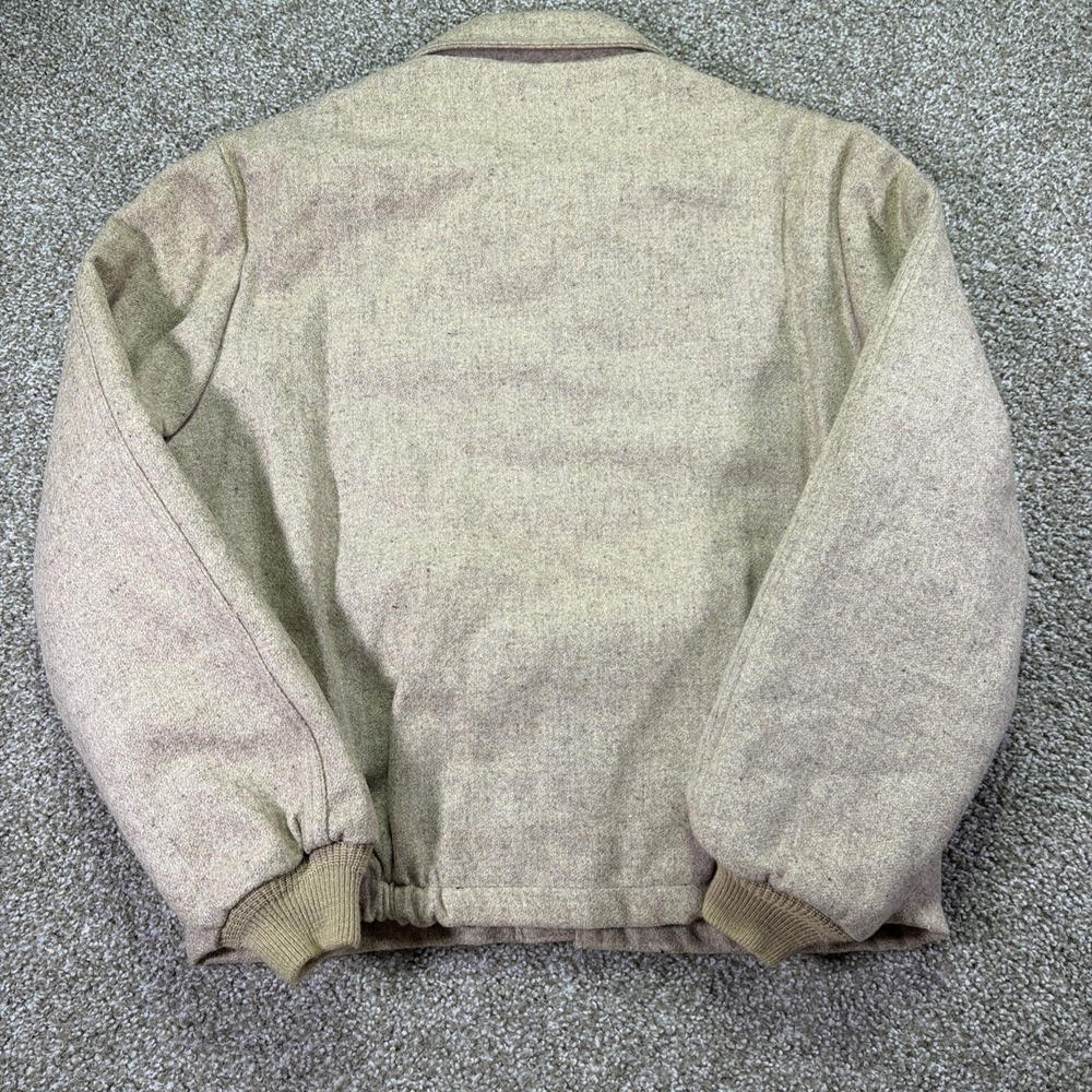 Vintage Wool Bomber Jacket Beige 70s Haggar Size 44 Regular Excellent - Picture 9 of 11